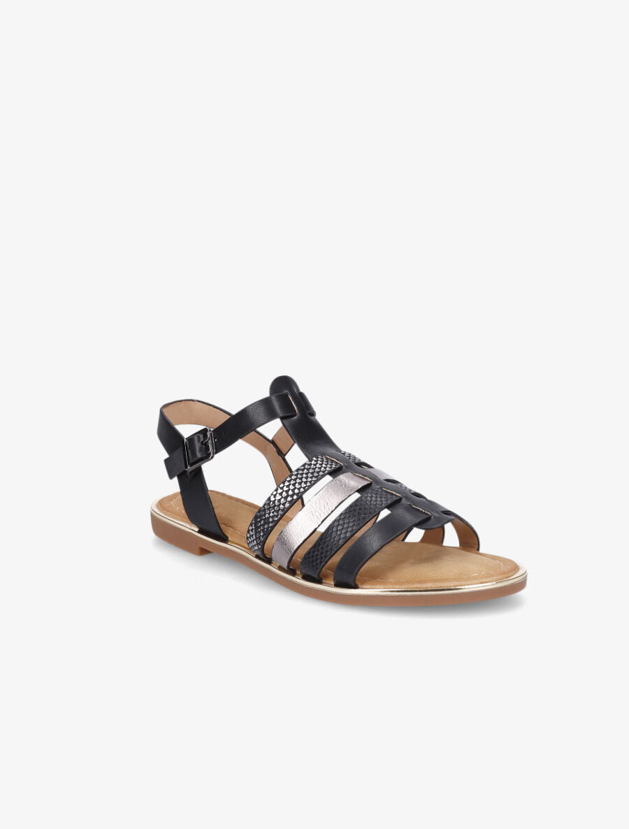 Nu-pieds en simili à multibrides - Noir - 2