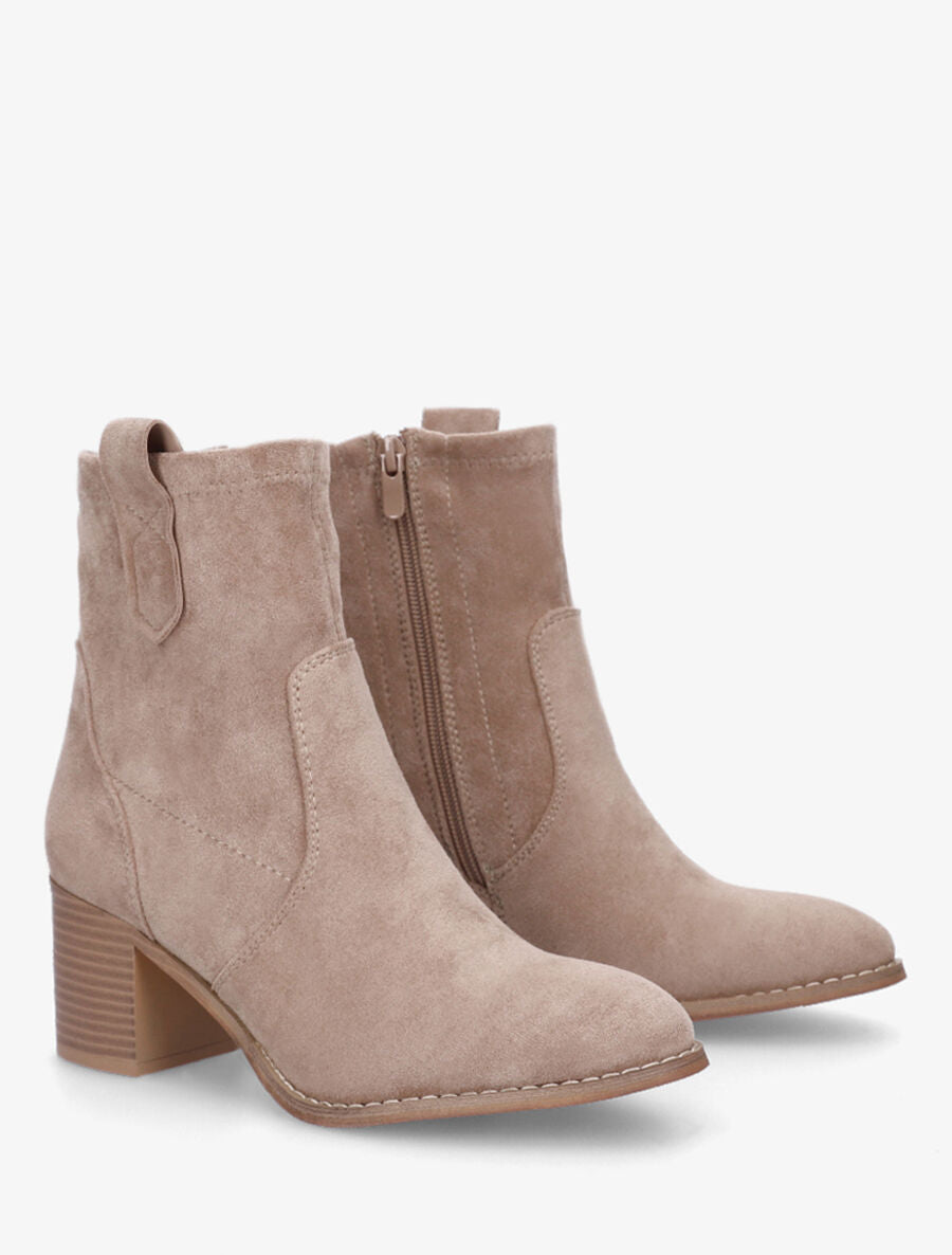 Bottines montantes en suédine - Taupe - 4