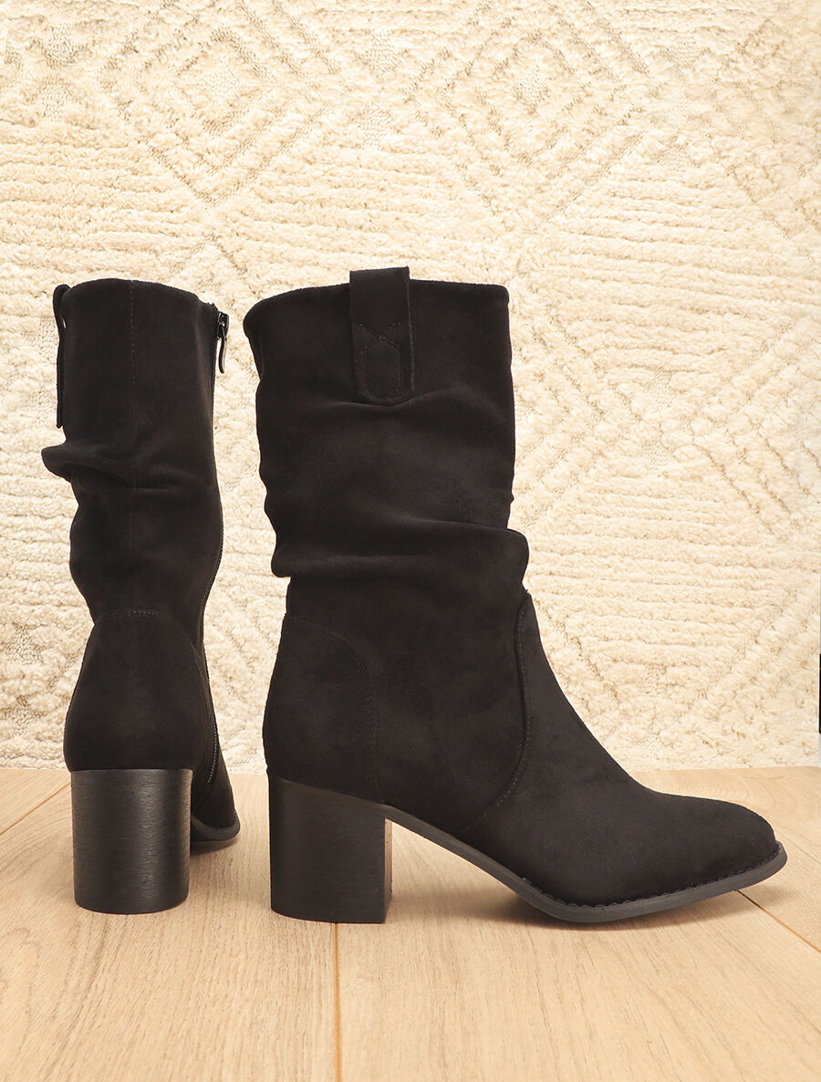 Bottines montantes mi-hautes en suédine - Noir - 5