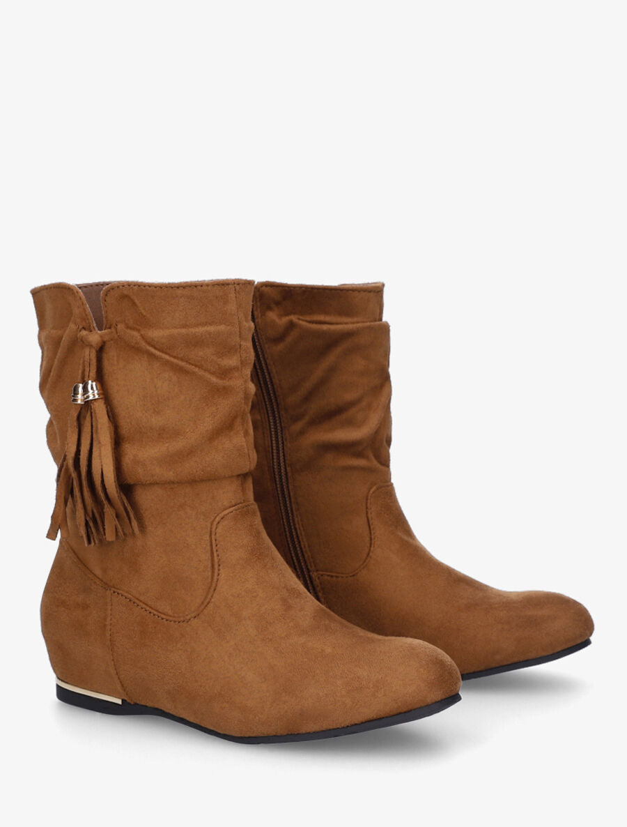 Bottines plates à empiècement métallique - Camel - 4