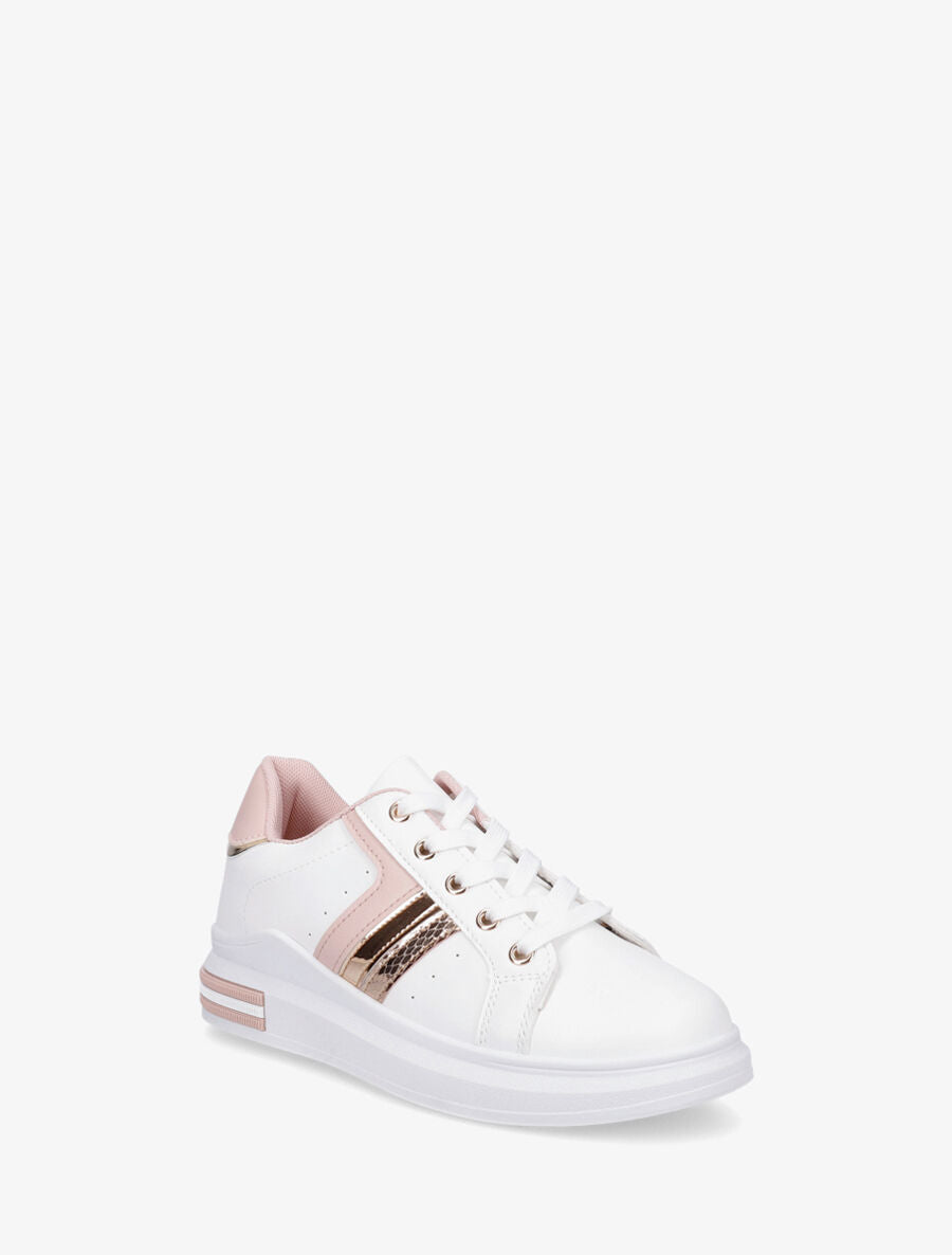 Sneakers en simili à contrefort constratant - Rose - 2