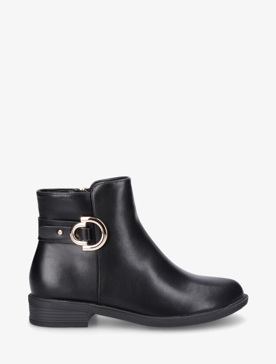 Bottines en simili et sanglées - Noir - 1
