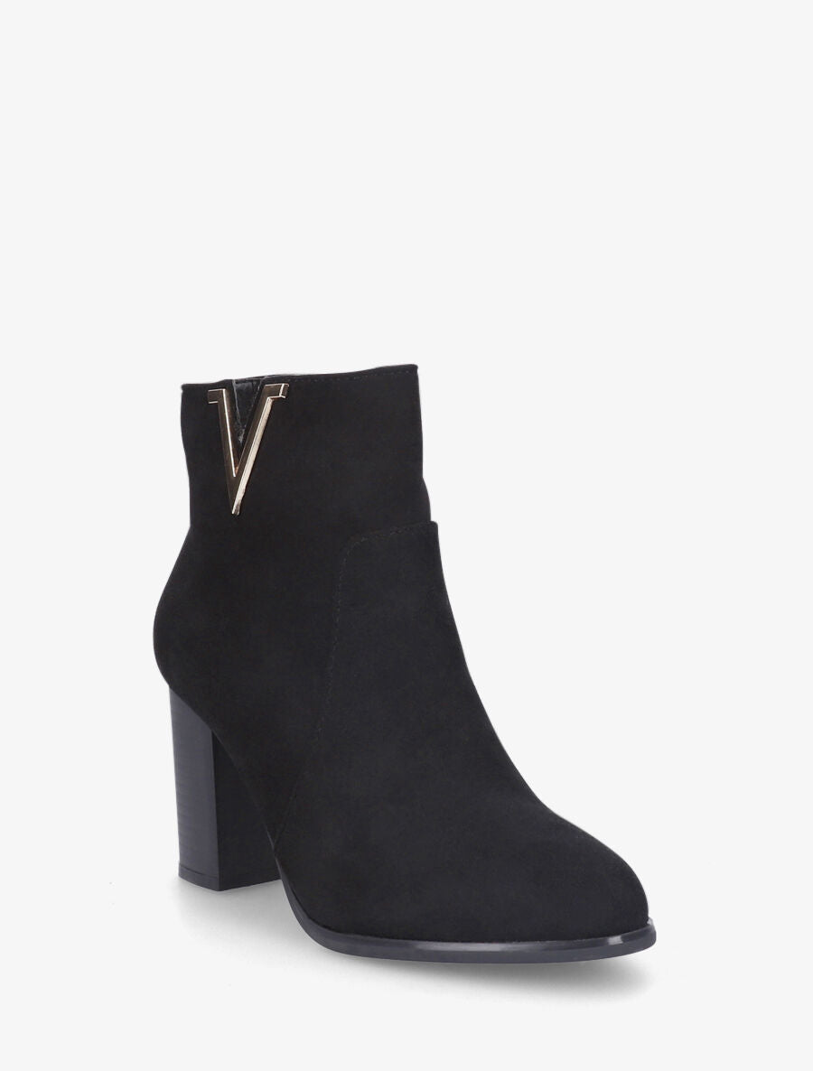 Bottines à talon en suédine - Noir - 2