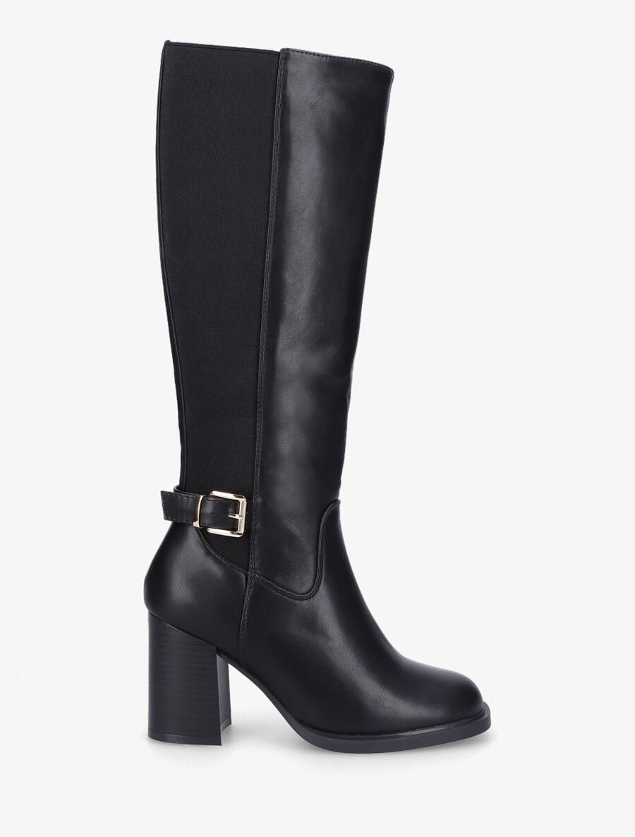 Bottes à talon élastiquée - Noir - 1
