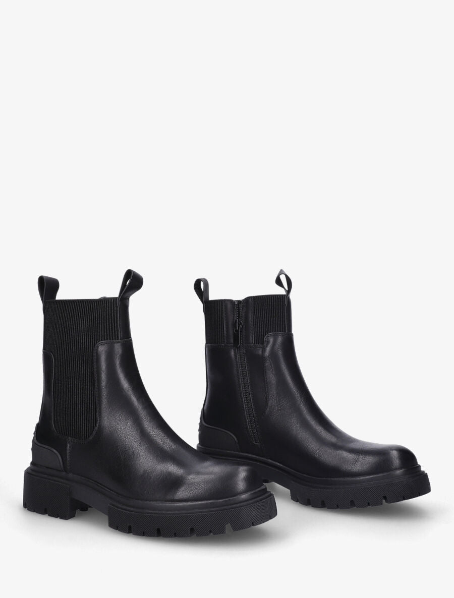 Boots élastiquées en simili - Noir - 4