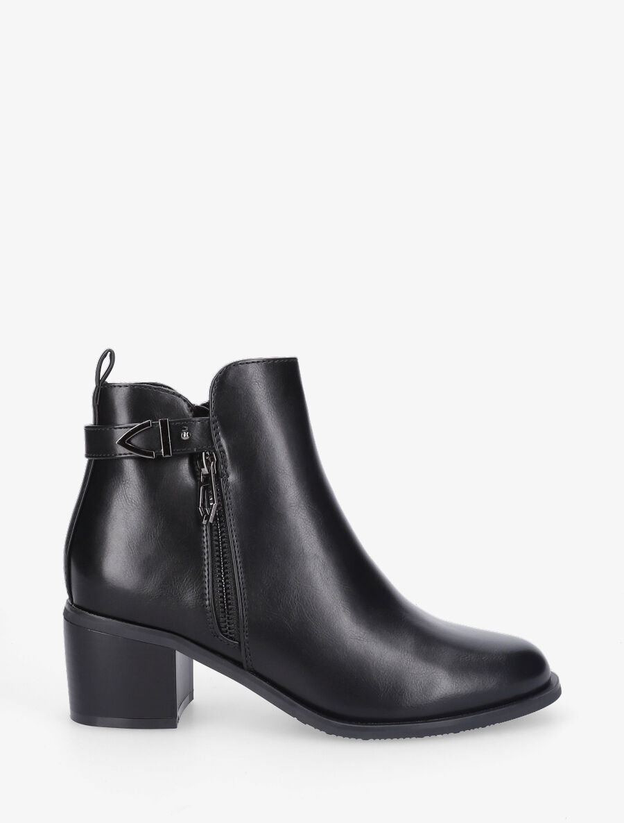 Bottines à zip et boucle - Noir - 6