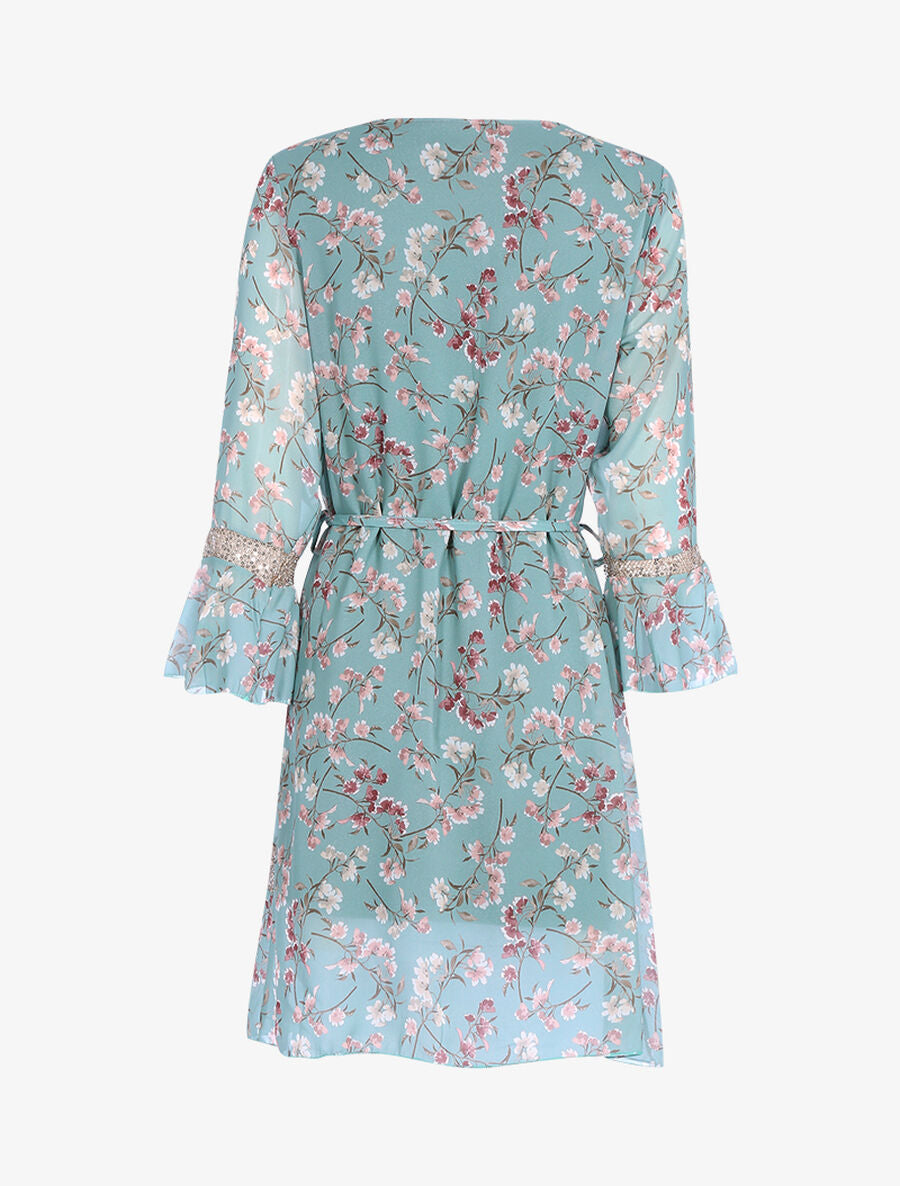 Robe à imprimé champêtre et sequins - Vert d&