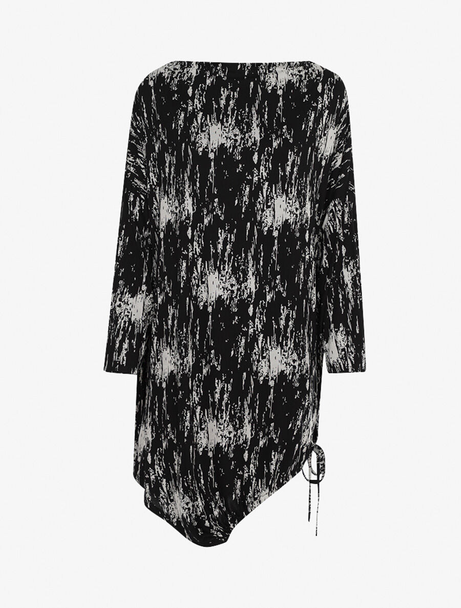 Robe mi-longue ajustable à imprimé graphique - Blanc/noir - 1