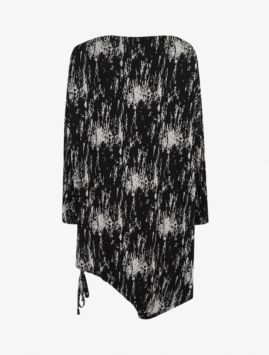 Robe mi-longue ajustable à imprimé graphique - Blanc/noir - 2