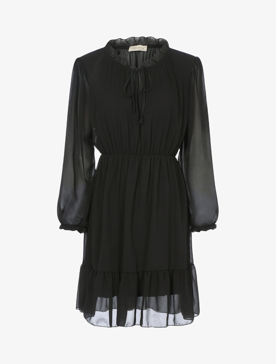 Robe à bords volantés - Noir - 1