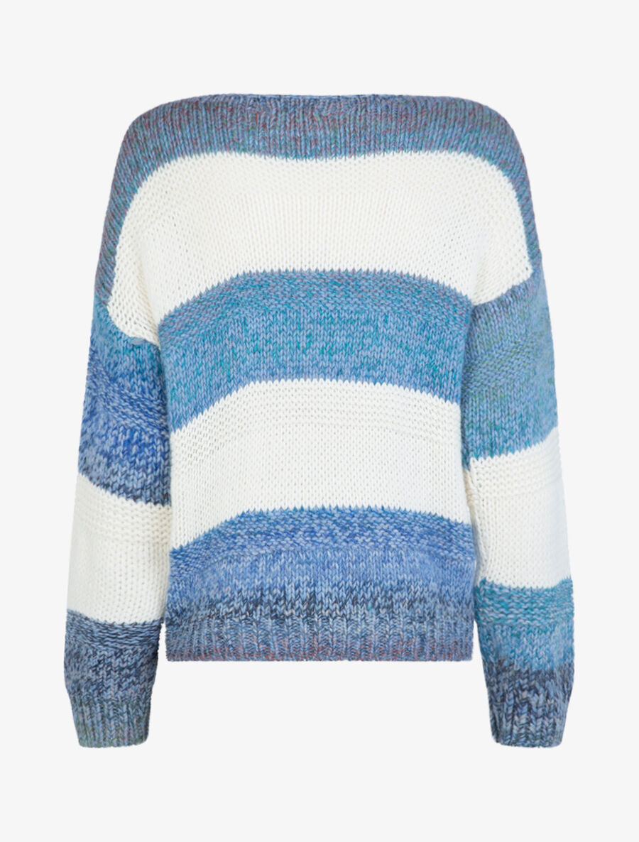Pull effet tricot à bandes colorées - Bleu - 2