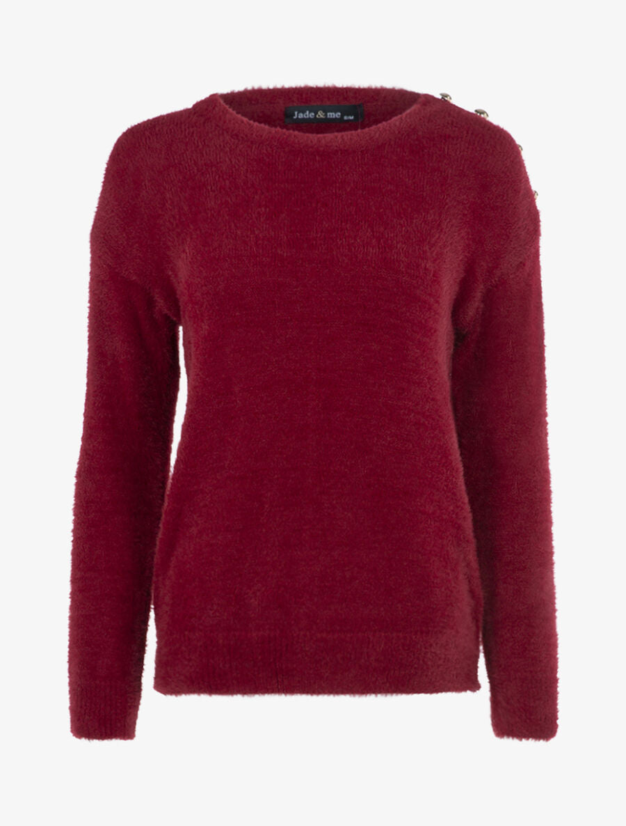 Pull uni en pilou - Bordeaux - 1