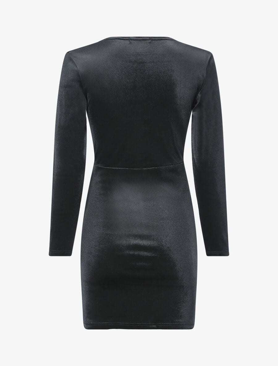 Tunique style robe effet velours - Noir - 2