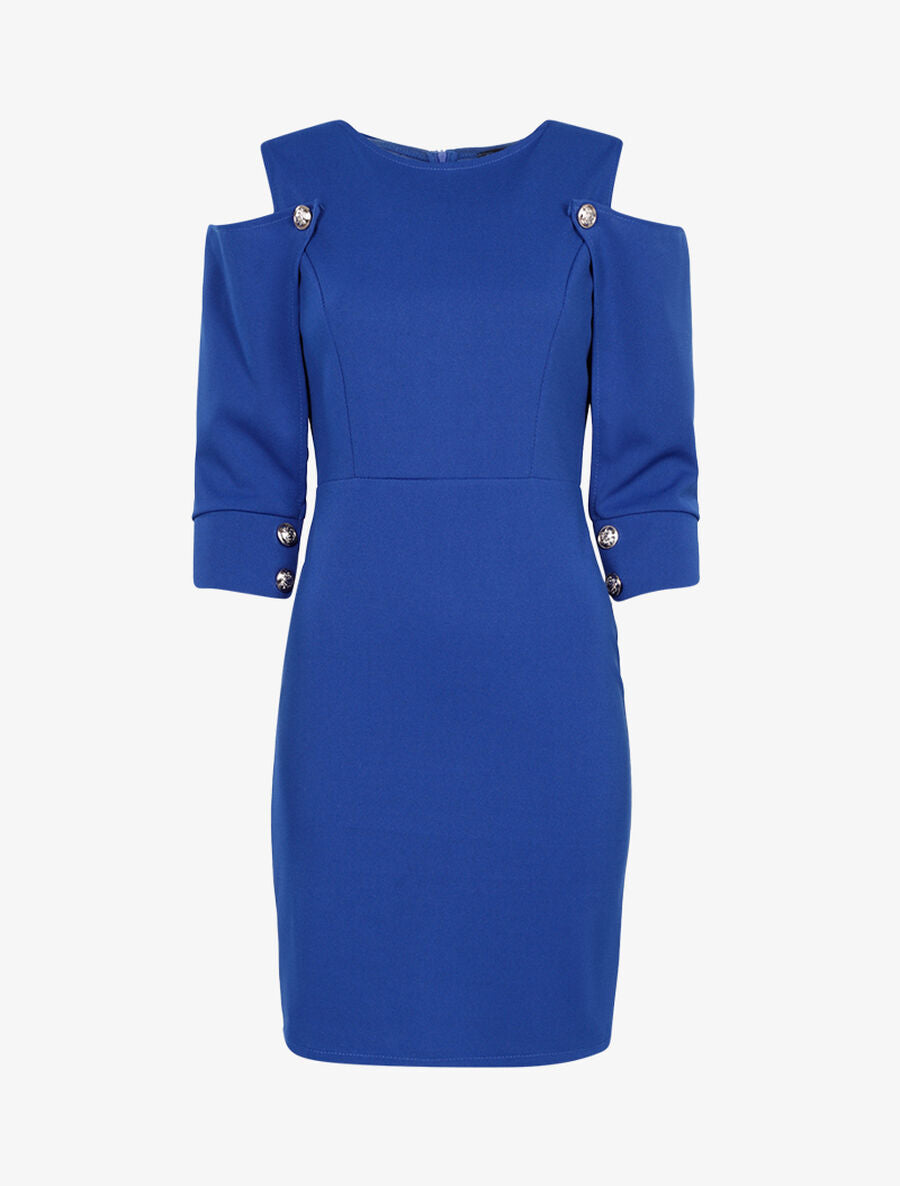 Robe à manches boutonnées - Bleu électrique - 1