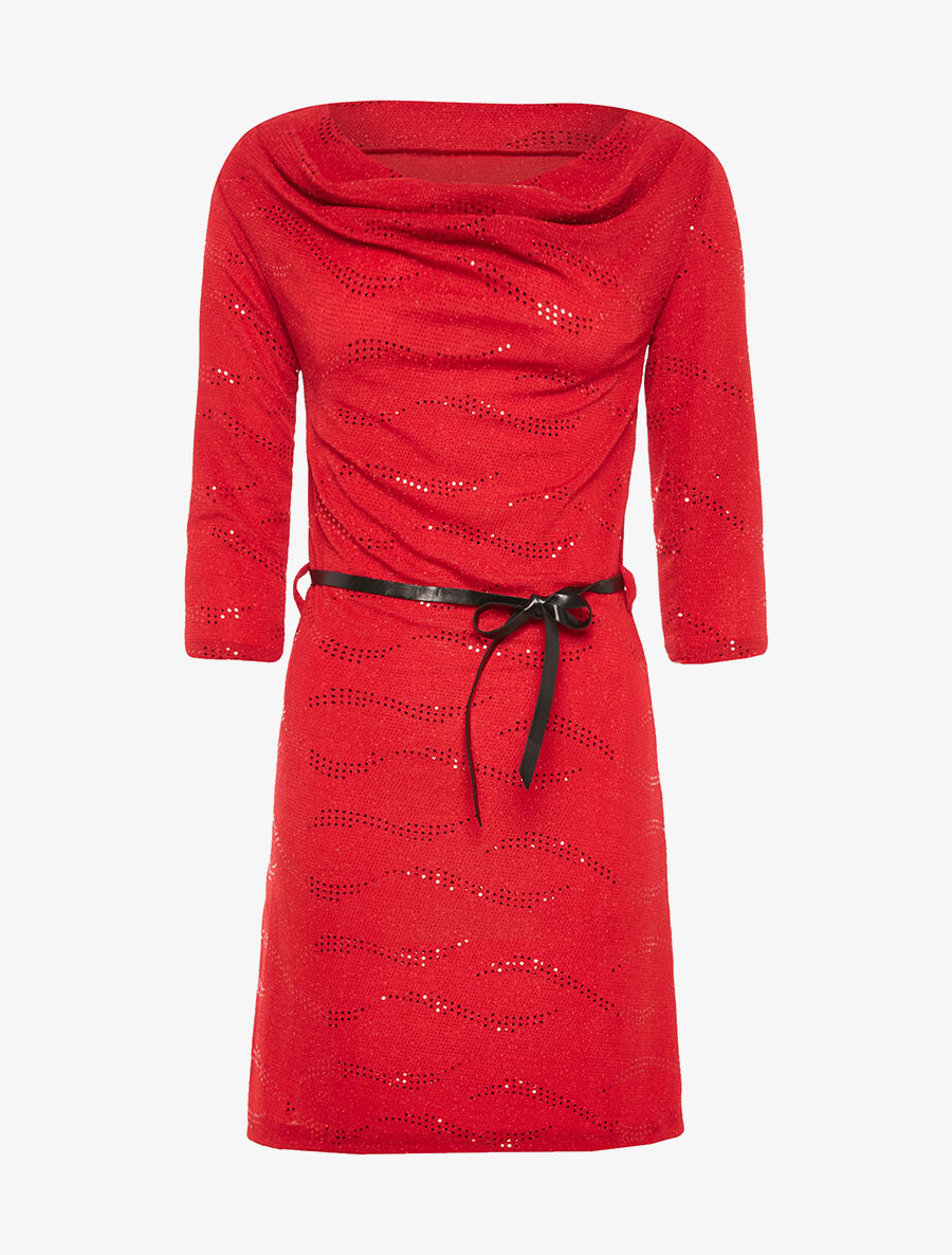 Robe bénitier pailletée - Rouge - 1