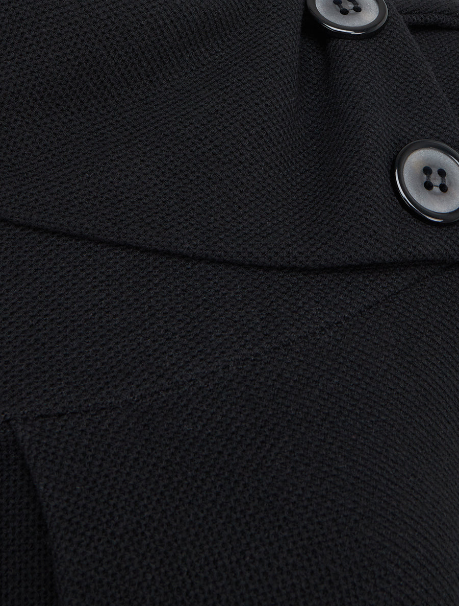Robe-pull col tombant boutonné - Noir - 3