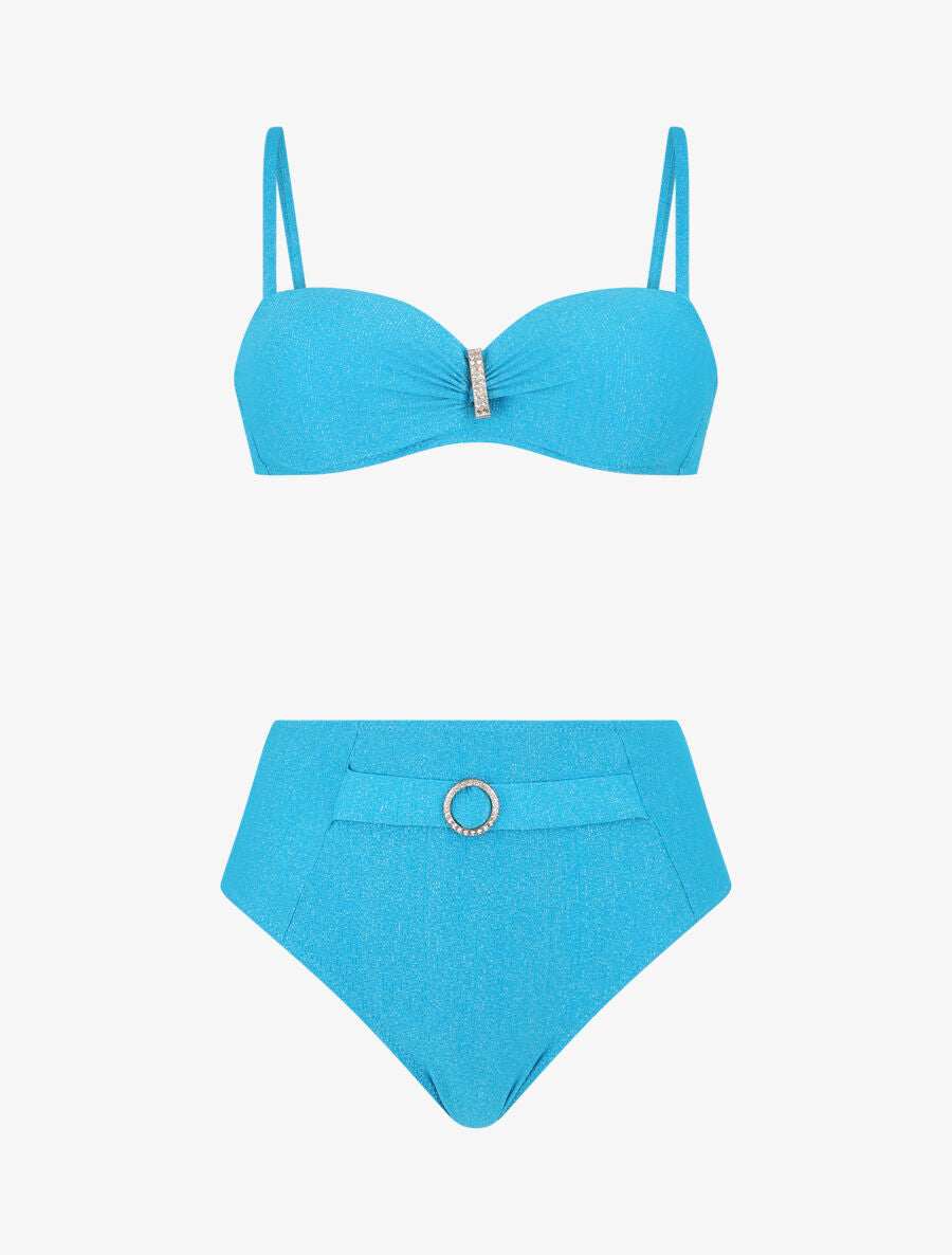 Bikini irisé taille haute - Turquoise - 4