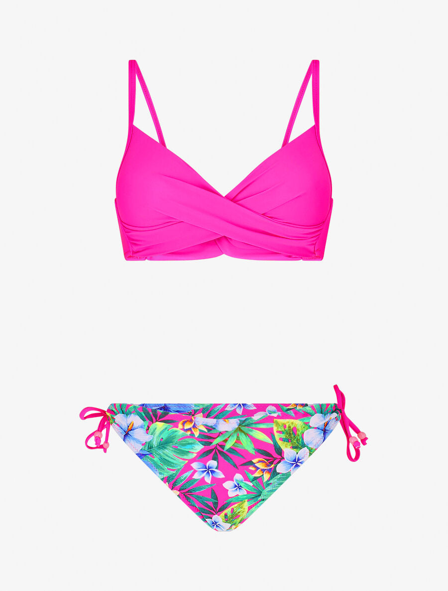 Bikini à imprimé tropical - Rose fluo - 3