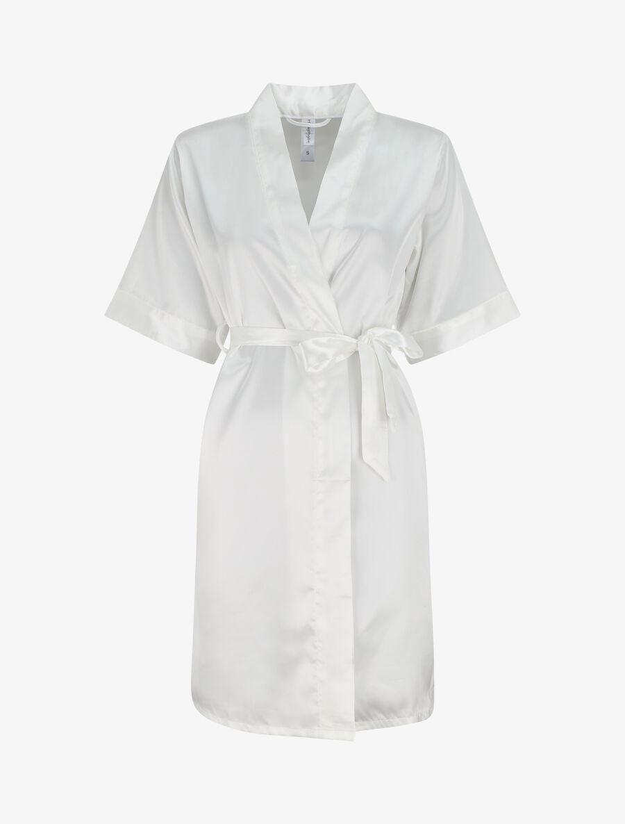 Kimono satiné manches courtes - Blanc - 4