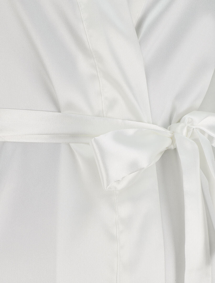 Kimono satiné manches courtes - Blanc - 3