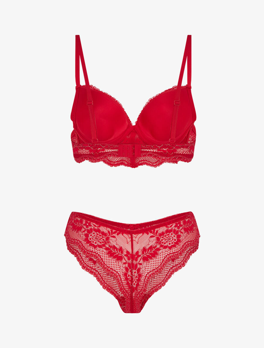 Ensemble soutien-gorge et tanga à détail irisé - Rouge - 2