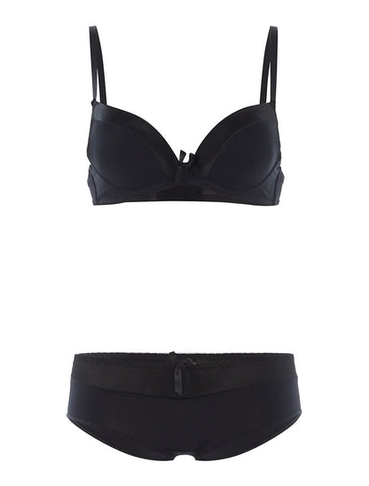 Ensemble SG et culotte à bord satiné - noir - 3