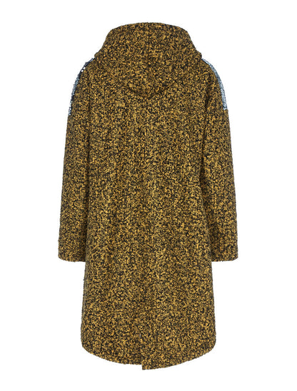 Manteau laine bouclette à sequins - moutarde - 2