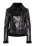 Blouson aspect vernis bas ceinturé - noir - 1