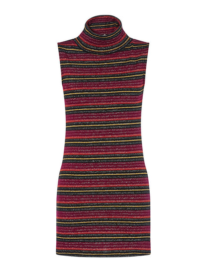 Robe-pull à rayures irisées - bordeaux - 1