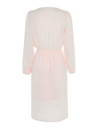 Robe fluide à manches ballon - rose orange - 2
