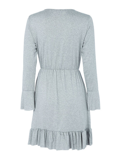 Robe effet portefeuille bas volanté - gris chiné - 2