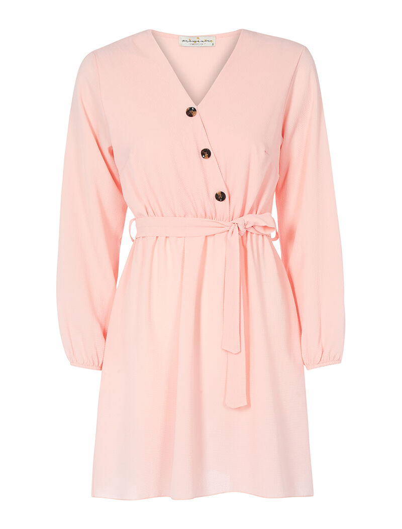 Robe fluide tissu effet crêpe - rose bonbon - 1