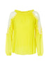 Blouse gaufrée épaules nues ajourées - jaune fluo - 4