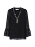 Blouse encolure à perles tubes - noir - 1
