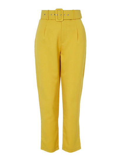 Pantalon souple ceinturé - safran - 1