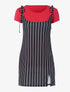Robe rayée et t-shirt côtelé - rouge - 1