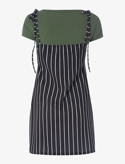 Robe rayée et t-shirt côtelé - kaki - 2