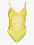 Body satiné à ventre dentelle - jaune - 1