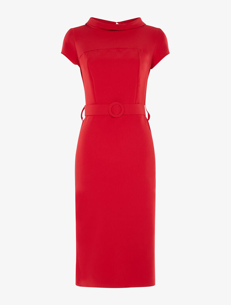 Robe droite à col tombant - rouge - 1