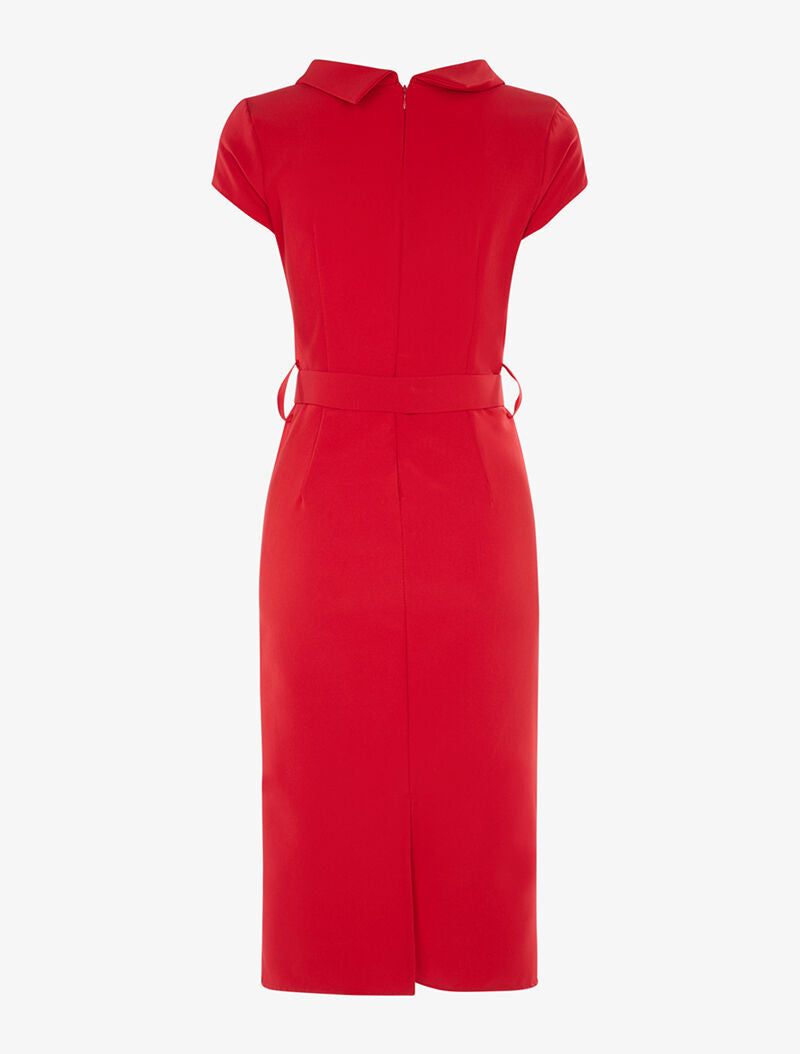 Robe droite à col tombant - rouge - 2