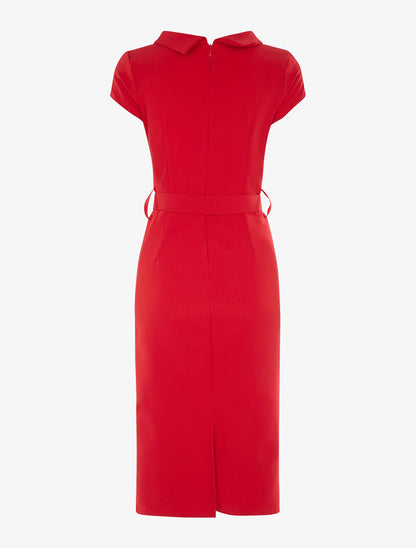 Robe droite à col tombant - rouge - 2