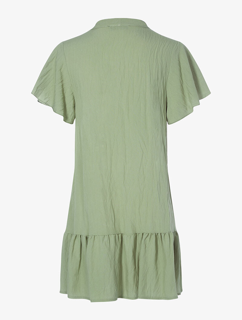 Robe chemise oversize volantée - kaki - 2