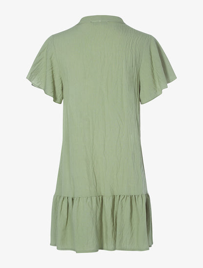 Robe chemise oversize volantée - kaki - 2