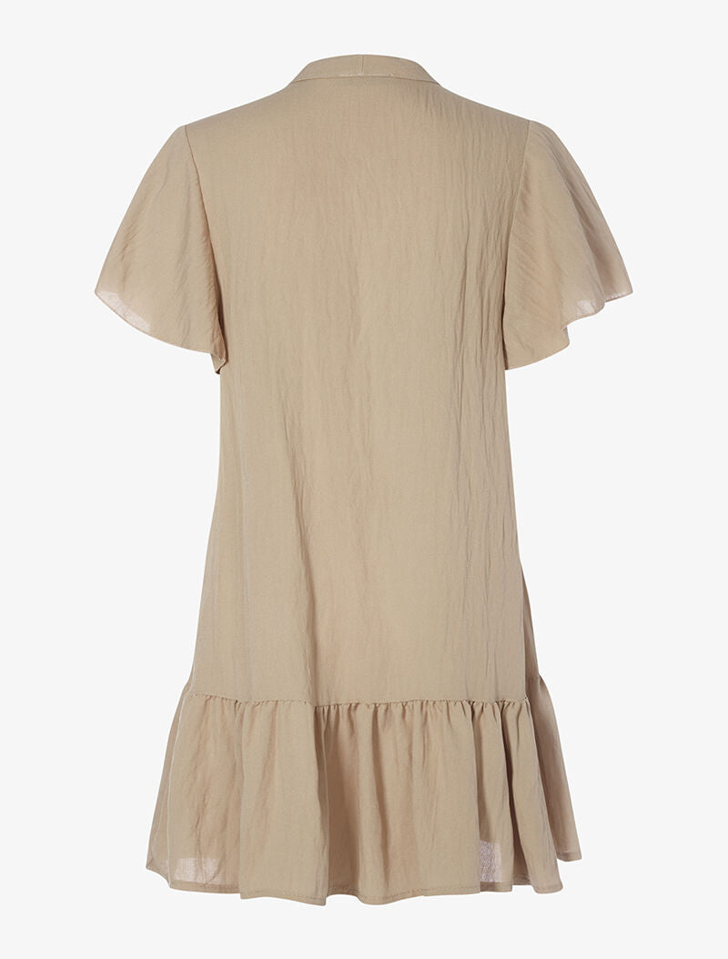 Robe chemise oversize volantée - beige - 2
