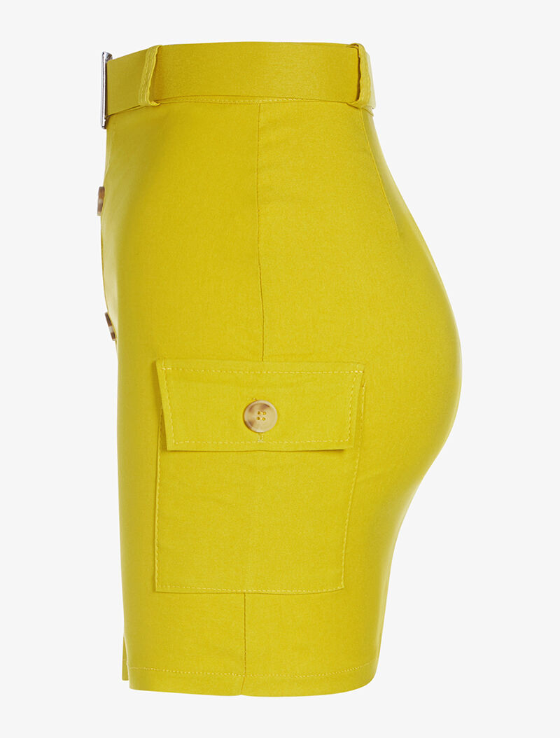 Jupe courte à poches - jaune moutarde - 3