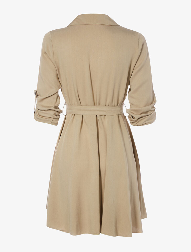 Robe style saharienne évasée - beige foncé - 2