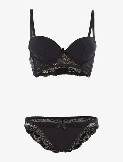 Ensemble soutien-gorge bustier - noir - 1
