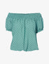 Top à pois encolure bardot - turquoise/noir - 1