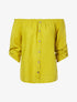 Top en lin encolure bardot - moutarde - 1