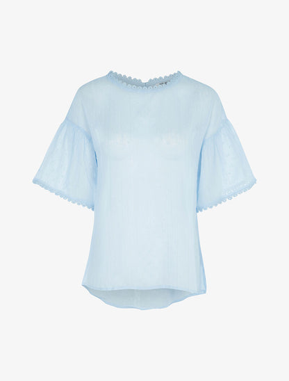 Blouse transparente à liserés argentés - bleu ciel - 1
